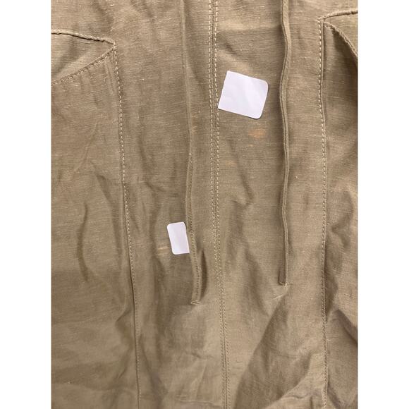 RTR Sandro SzEU 40 4 Green Linoa Linen Blend Lace Up Short Sleeve Shift Dress - Picture 4 of 7